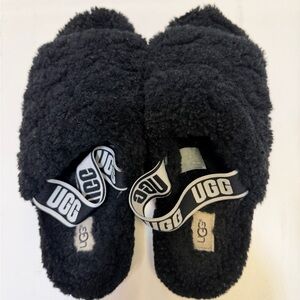 UGG Black Fluffy Slides size 10